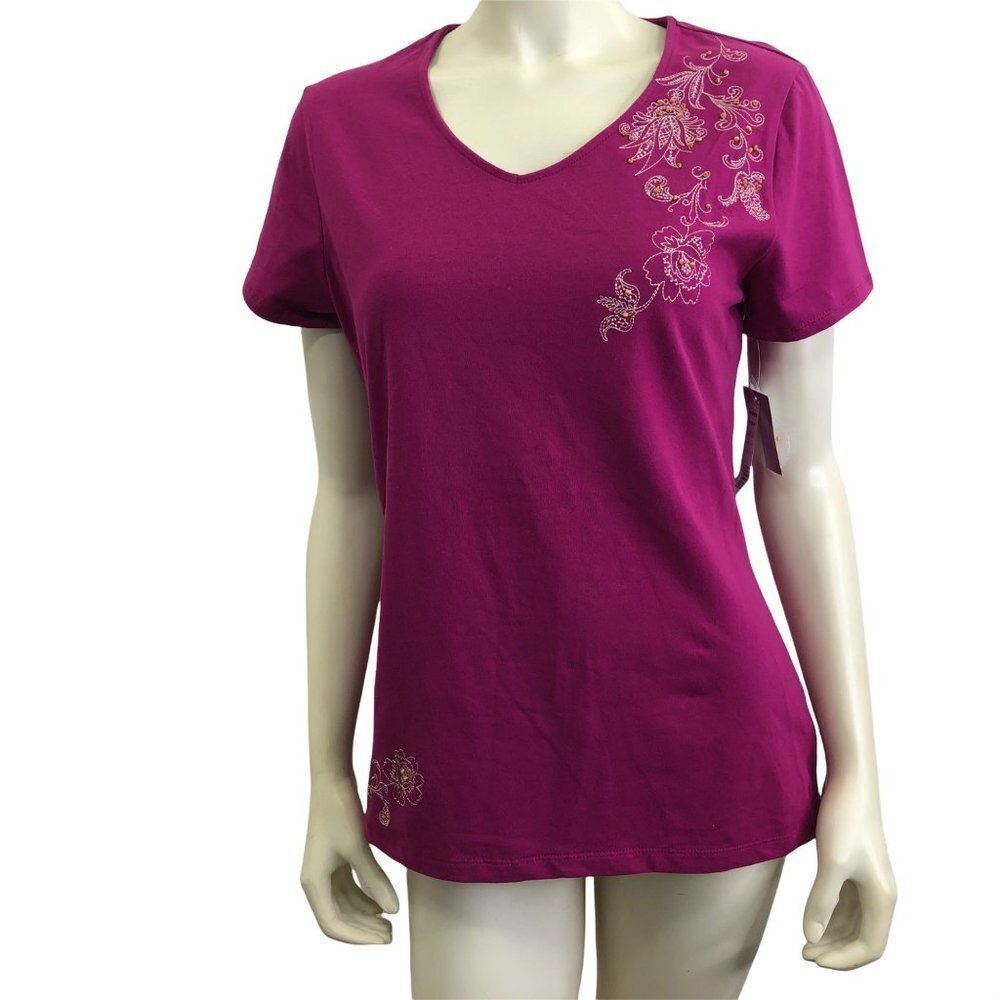 CROFT & BORROW STRETCH V NECK TOP SZ MD NEW WITH TAG
